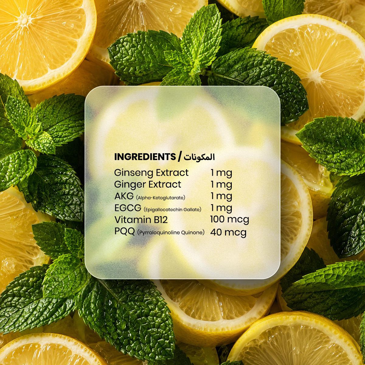 VITAL - Ginseng & Ginger / Minty Lime Pods Ingredients 