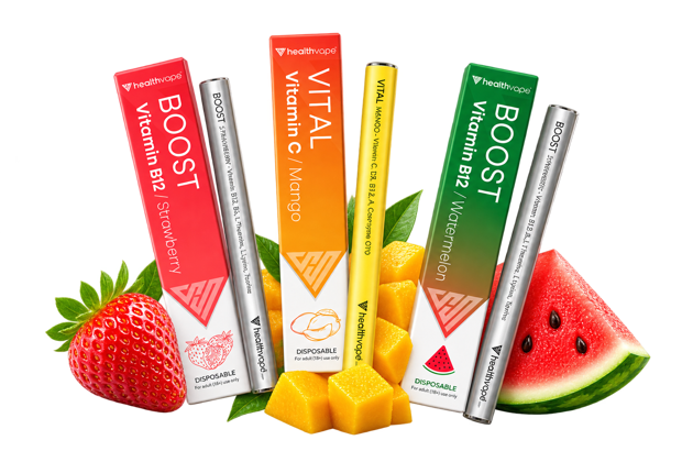 HealthVape strawberry, mango and watermelon flavour selection